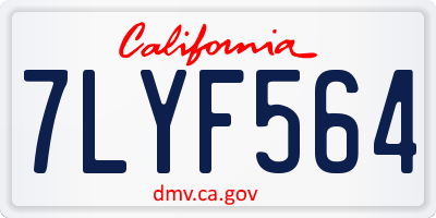 CA license plate 7LYF564