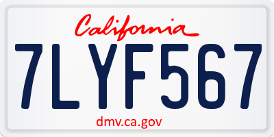 CA license plate 7LYF567