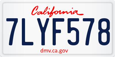 CA license plate 7LYF578