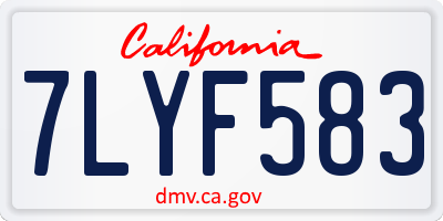 CA license plate 7LYF583