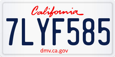 CA license plate 7LYF585