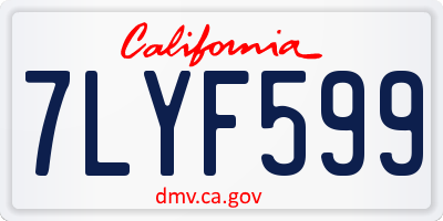 CA license plate 7LYF599