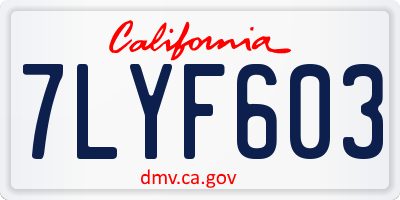CA license plate 7LYF603