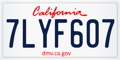 CA license plate 7LYF607