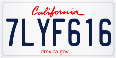 CA license plate 7LYF616