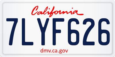 CA license plate 7LYF626