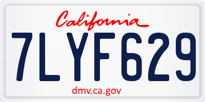 CA license plate 7LYF629