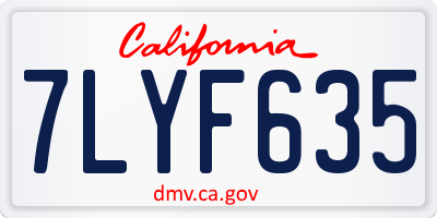 CA license plate 7LYF635