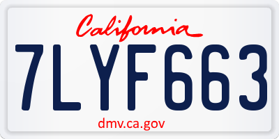 CA license plate 7LYF663