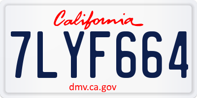CA license plate 7LYF664