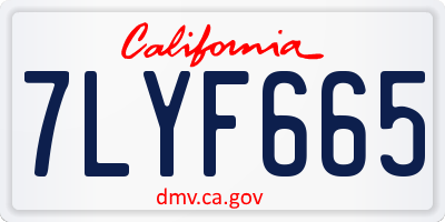 CA license plate 7LYF665