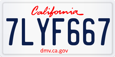CA license plate 7LYF667