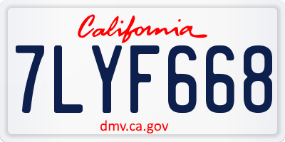 CA license plate 7LYF668