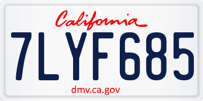 CA license plate 7LYF685