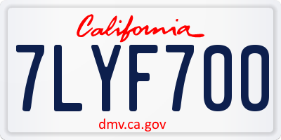 CA license plate 7LYF700
