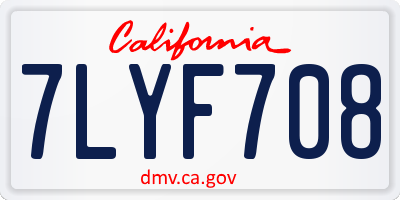 CA license plate 7LYF708