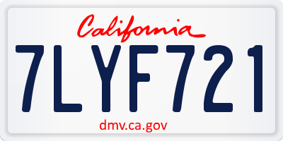 CA license plate 7LYF721