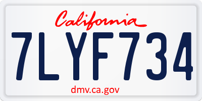CA license plate 7LYF734
