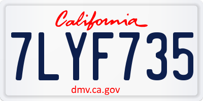 CA license plate 7LYF735