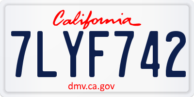 CA license plate 7LYF742