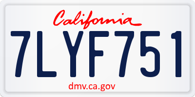 CA license plate 7LYF751