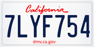 CA license plate 7LYF754