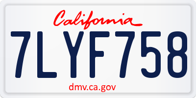 CA license plate 7LYF758