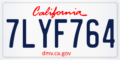 CA license plate 7LYF764