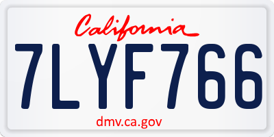 CA license plate 7LYF766