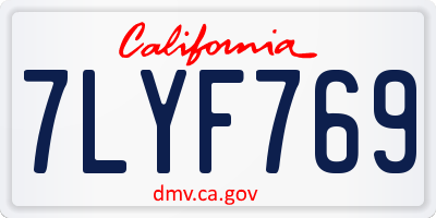 CA license plate 7LYF769