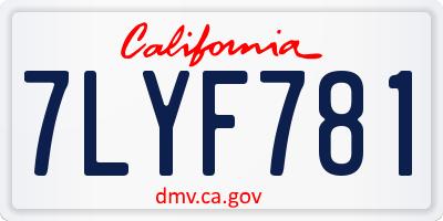 CA license plate 7LYF781
