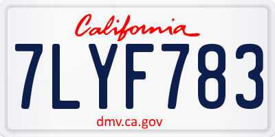 CA license plate 7LYF783