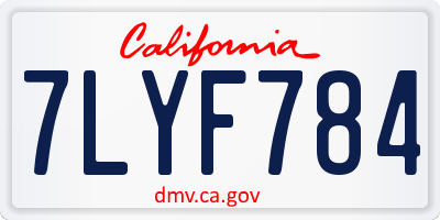 CA license plate 7LYF784
