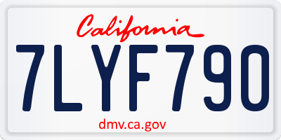 CA license plate 7LYF790