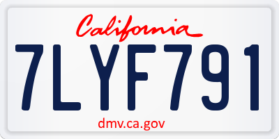CA license plate 7LYF791