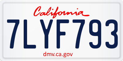 CA license plate 7LYF793