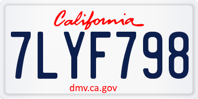 CA license plate 7LYF798