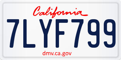 CA license plate 7LYF799