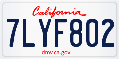 CA license plate 7LYF802