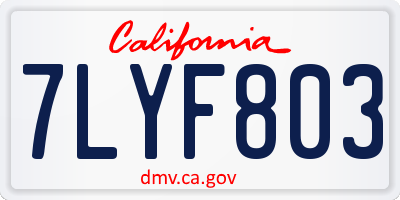 CA license plate 7LYF803