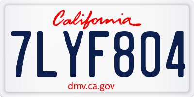 CA license plate 7LYF804