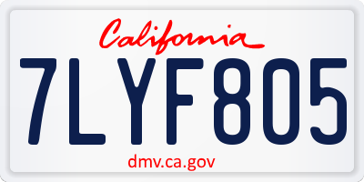 CA license plate 7LYF805
