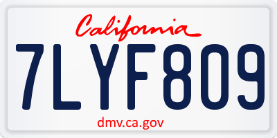 CA license plate 7LYF809