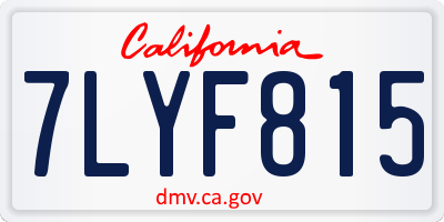 CA license plate 7LYF815
