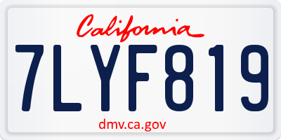 CA license plate 7LYF819