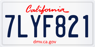 CA license plate 7LYF821