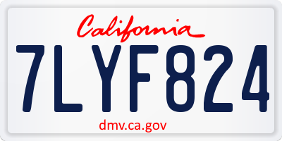 CA license plate 7LYF824