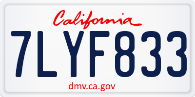 CA license plate 7LYF833