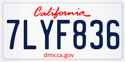 CA license plate 7LYF836