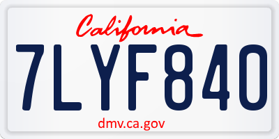 CA license plate 7LYF840